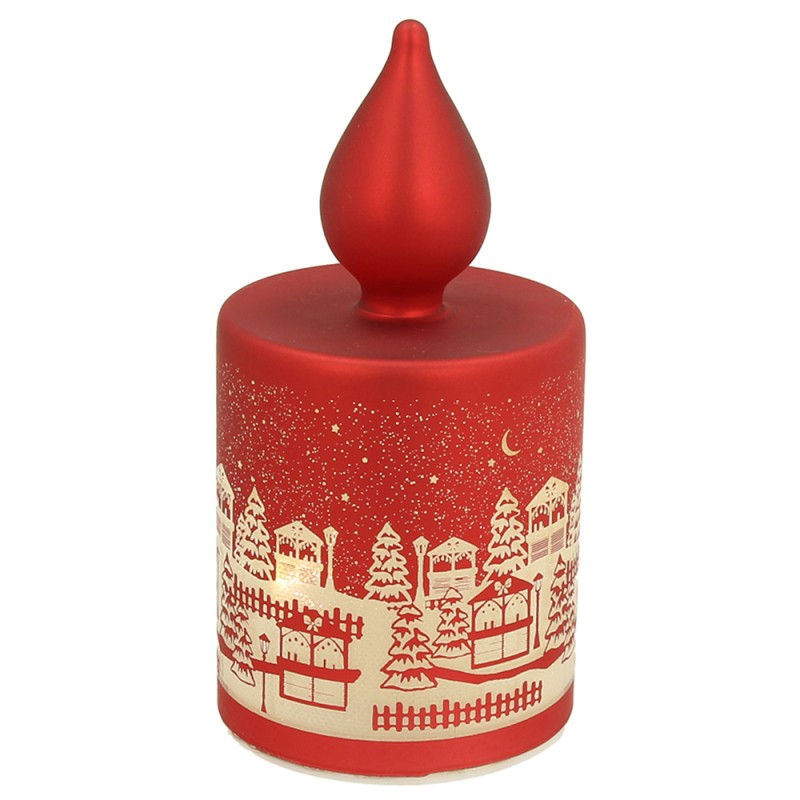 Candela rossa con led h 14 cm