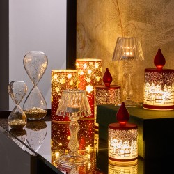 Candela rossa con led h 14 cm