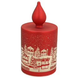 Candela rossa con led h 18 cm