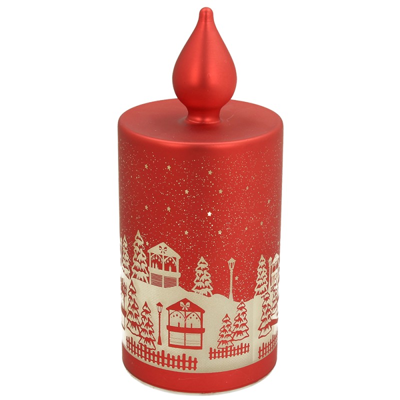 Candela rossa con led h 21 cm