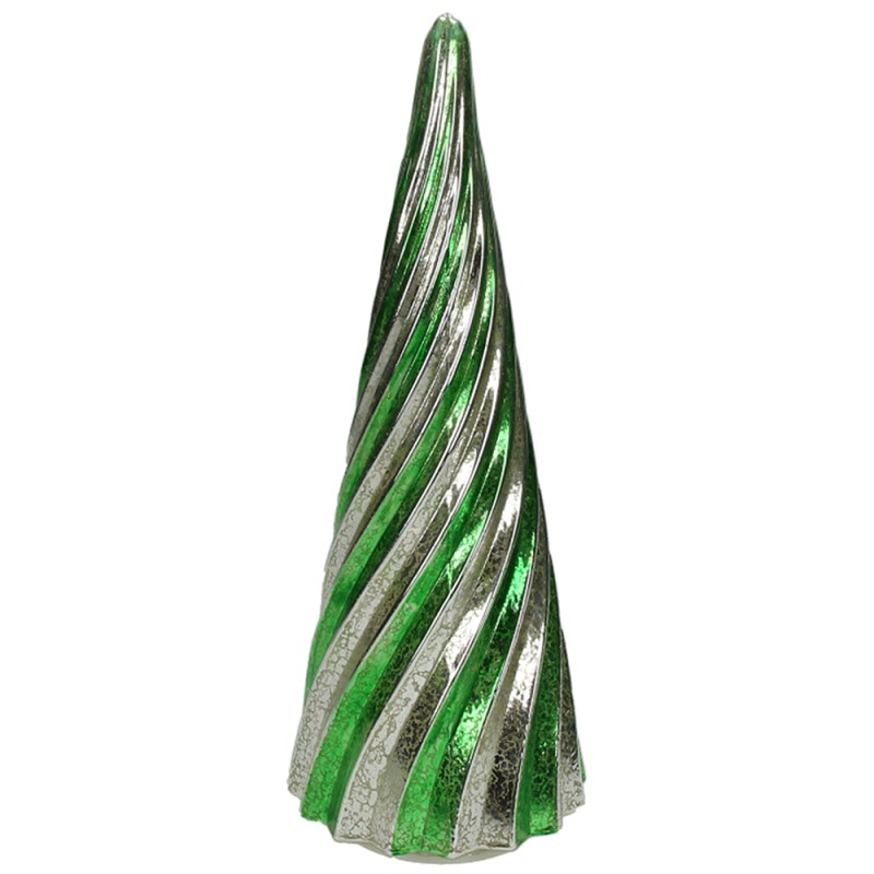 Albero conico verde in vetro con led  h 26 cm
