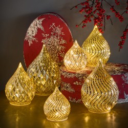 Goccia Oro rombi con led h 13 cm