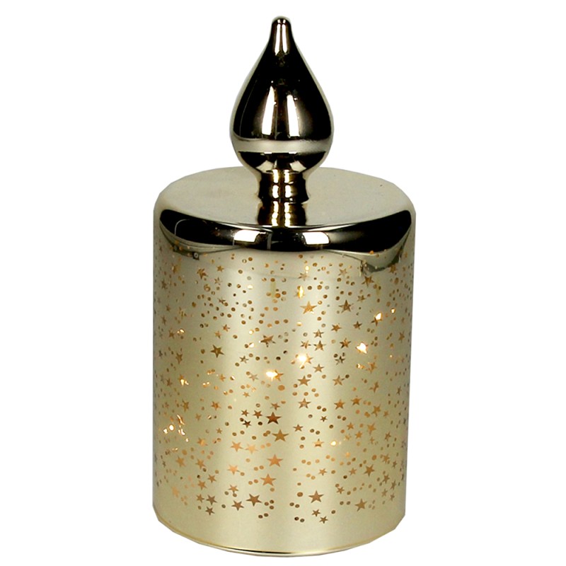 Candela oro con led h 18 cm