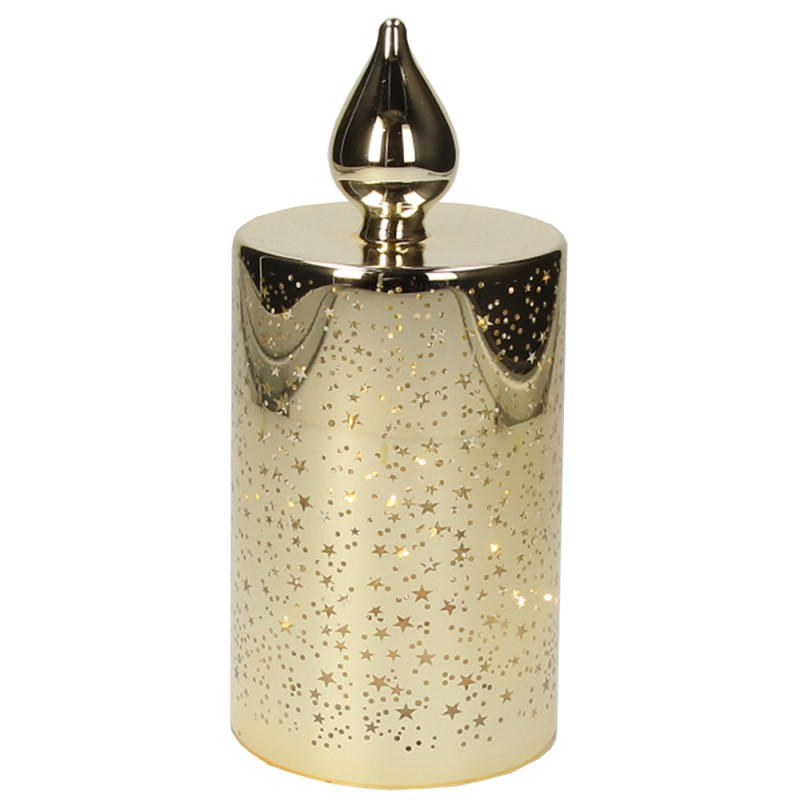 Candela oro con led h 21 cm