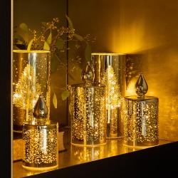 Candela oro con led h 21 cm