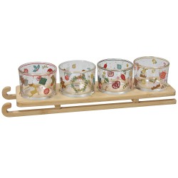 Set aperitivo con 4 bicchieri + vassoio a slitta