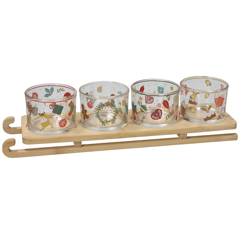 Set aperitivo con 4 bicchieri + vassoio a slitta