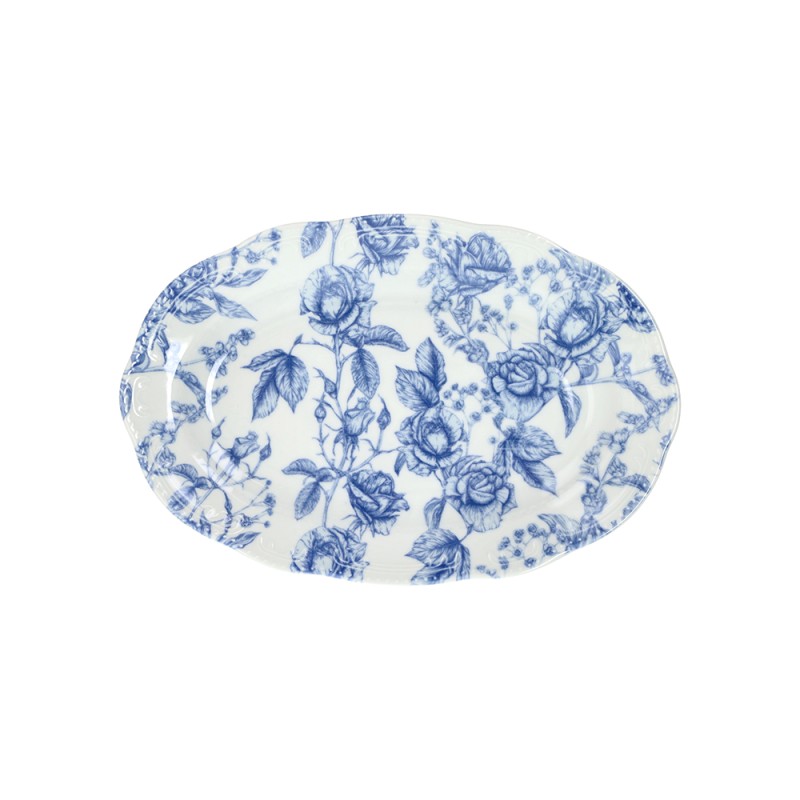 Ovale Piano Cm 31 x 21 Blu Roses