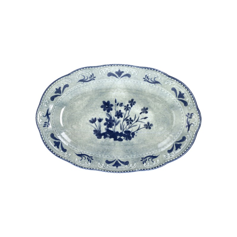 Ovale Piano Cm 31 x 21 Gray Flowers