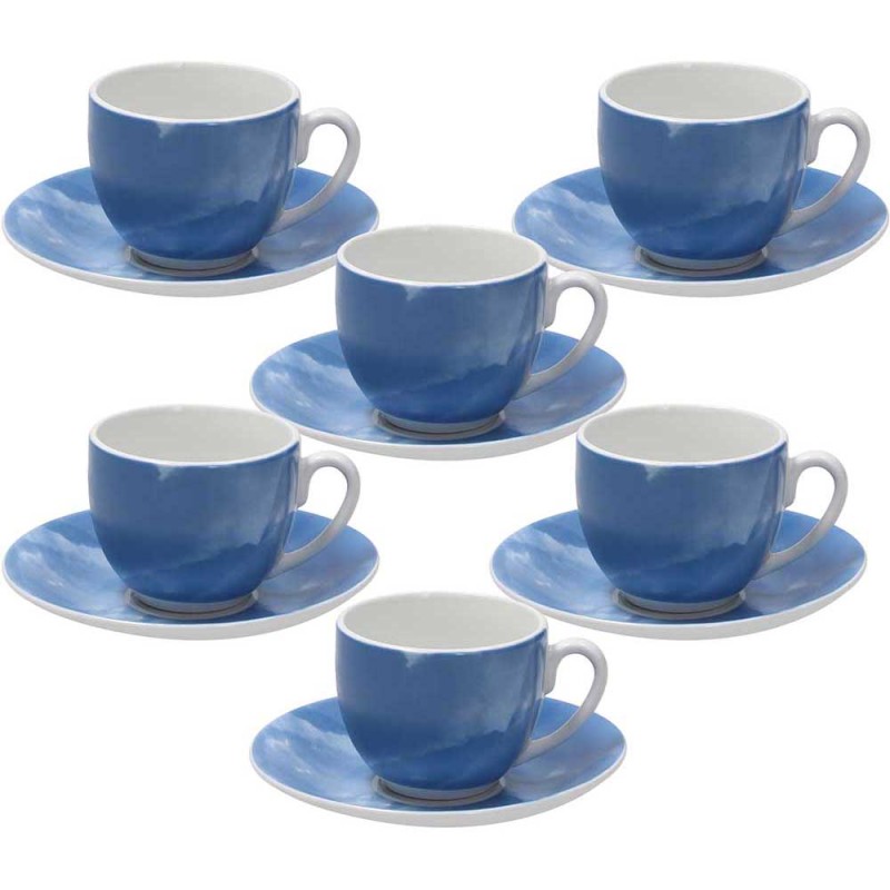 Confezione  6 tazze caffè  con piatto Sfera Colorplay Blu