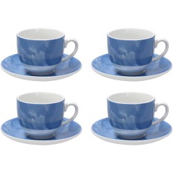 Confezione  4 tazze cappuccino con piatto Sfera Colorplay Blu