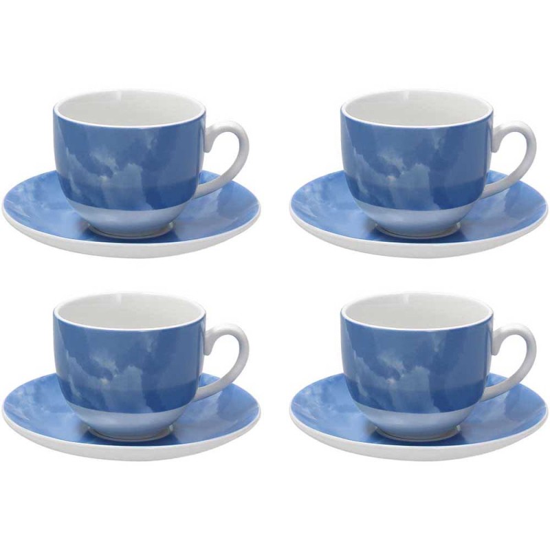 Confezione  4 tazze cappuccino con piatto Sfera Colorplay Blu