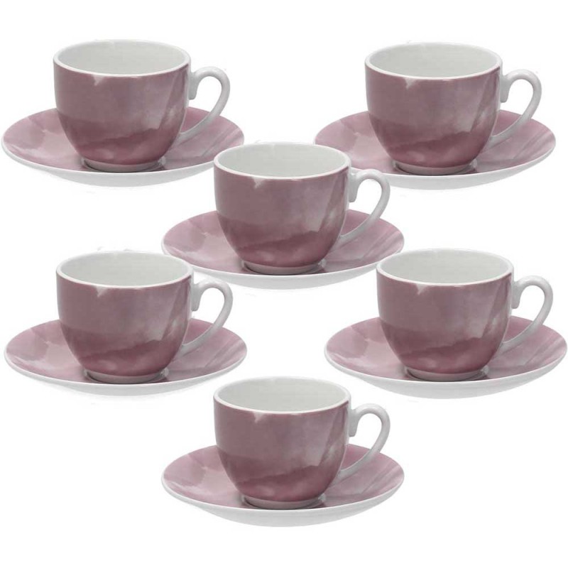 Confezione  6 tazze caffè  con piatto Sfera Colorplay rosa