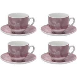 Confezione  4 tazze cappuccino con piatto Sfera Colorplay rosa