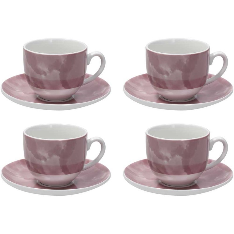 Confezione  4 tazze cappuccino con piatto Sfera Colorplay rosa