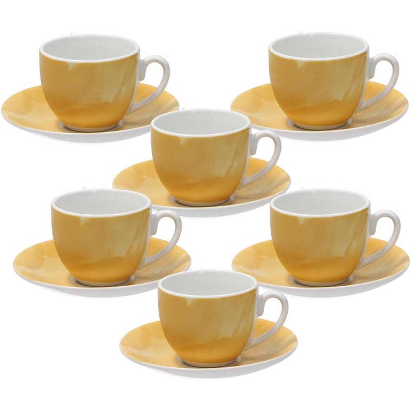 Confezione  6 tazze caffè  con piatto Sfera Colorplay giallo