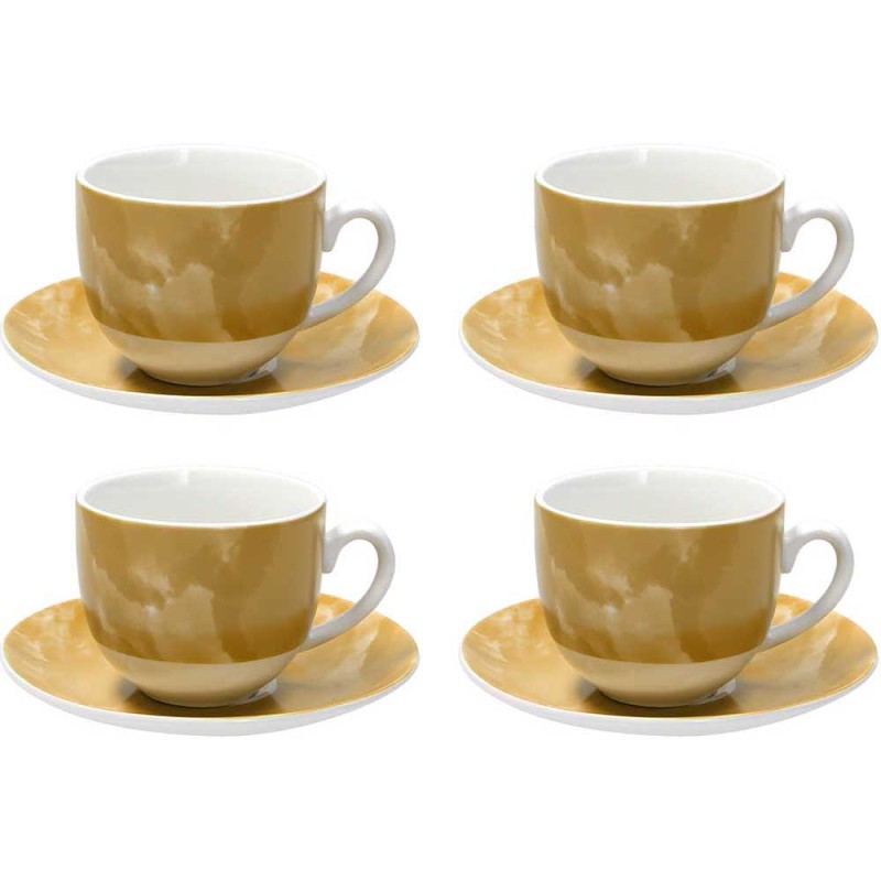 Confezione  4 tazze cappuccino con piatto Sfera Colorplay giallo