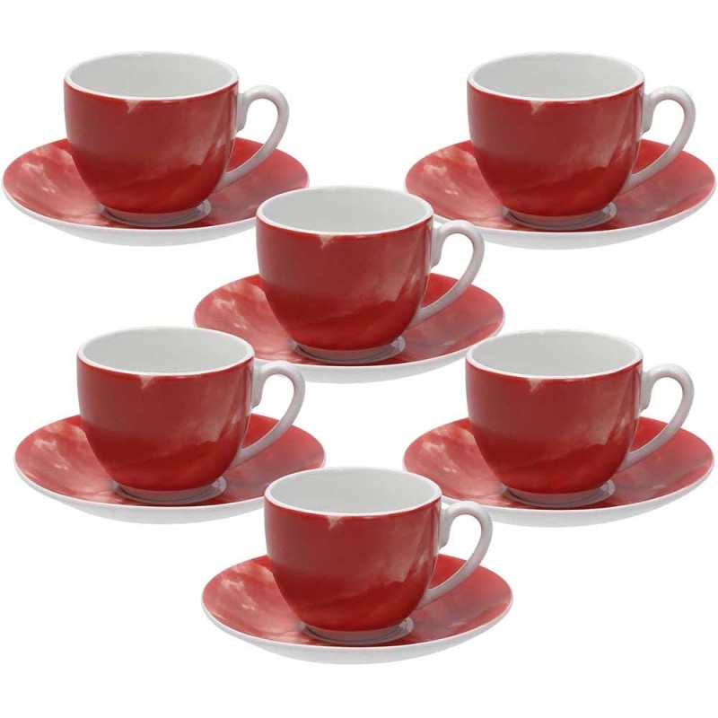 Confezione  6 tazze caffè  con piatto Sfera Colorplay rosso