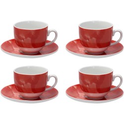 Confezione  4 tazze cappuccino con piatto Sfera Colorplay rosso