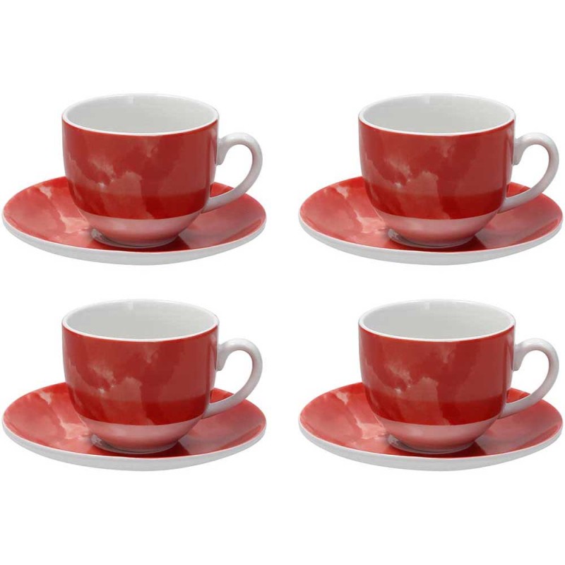 Confezione  4 tazze cappuccino con piatto Sfera Colorplay rosso